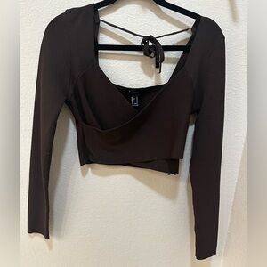 Forever 21 Brown Long Sleeve Crop Top